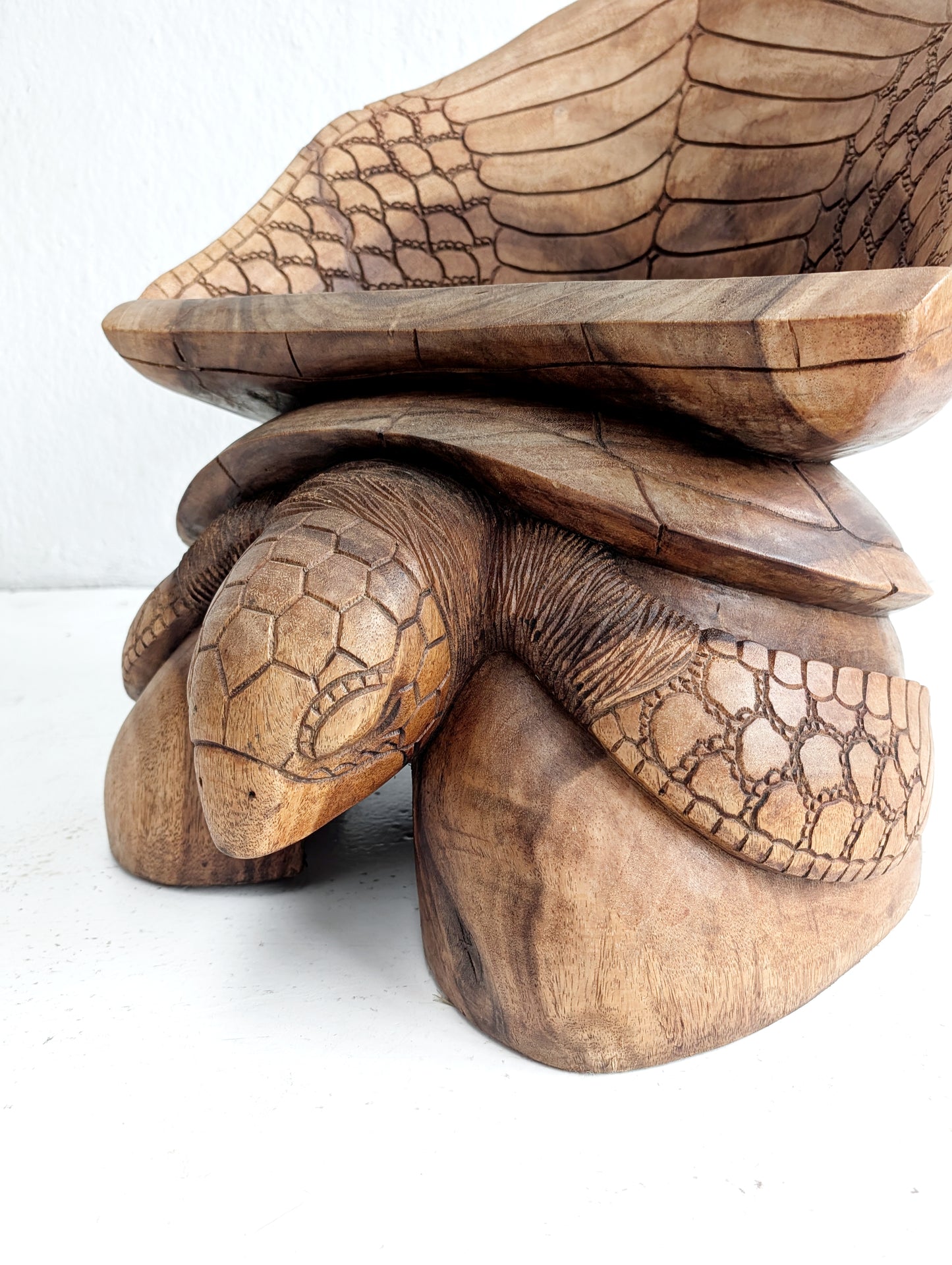 Hand Carved Artisan Turtle Accent Chair 1970s
