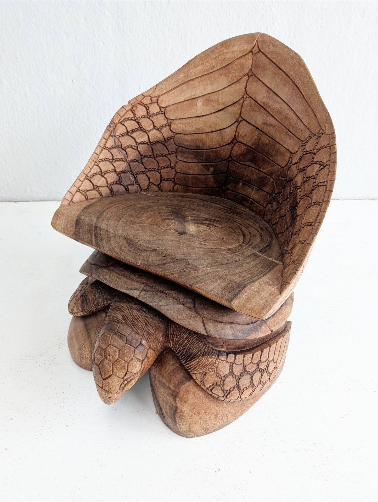 Hand Carved Artisan Turtle Accent Chair 1970s